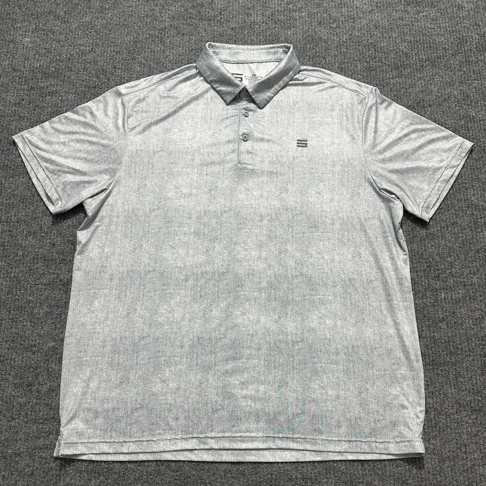 Three Sixty Six Mens Golf Polo Shirt 2XL Gray Polyester Stretch Short Sleeve‎